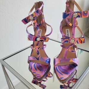 Steve Madden Sinclair Satin Rhinestone Embellished Strappy Sandals